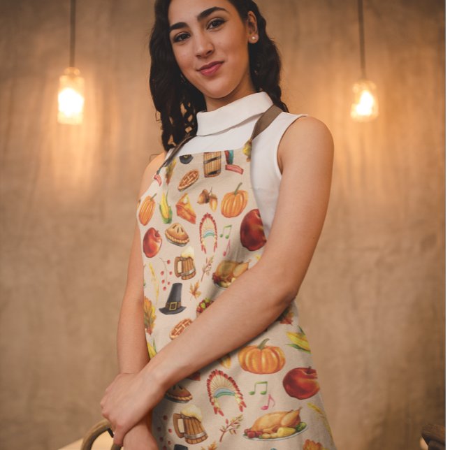 Thanksgiving Autumn Fall Turkey Dinner Apron (Creator Uploaded)