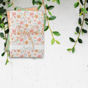 Thanksgiving  Autumn flower yellow pattern name Wrapping Paper Sheet