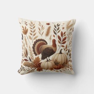 Thanksgiving Autumn Foliage and Turkey Cushion
