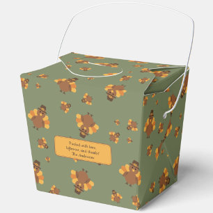 Thanksgiving Autumn Green Turkey Leftovers  Favour Box