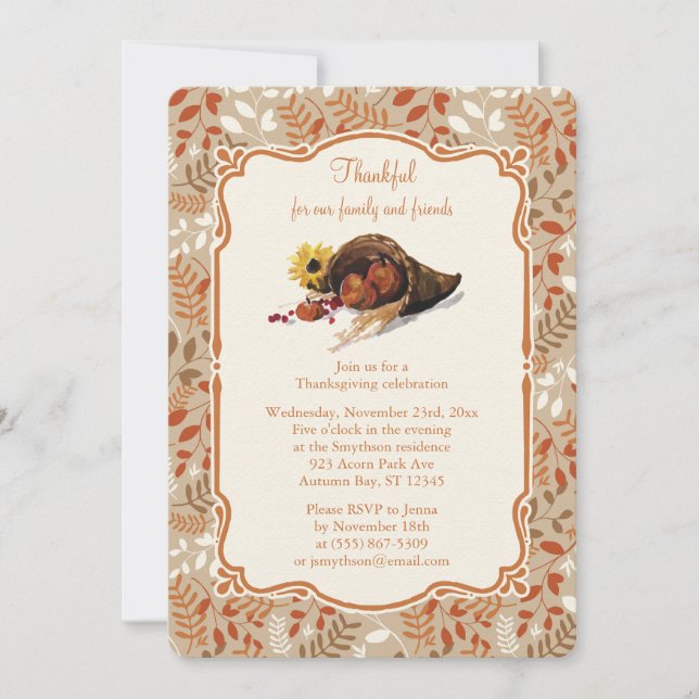 Thanksgiving Autumn Harvest Fall Foliage Invitation (Front)