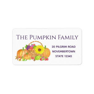 Thanksgiving Autumn Harvest in watercolor Label