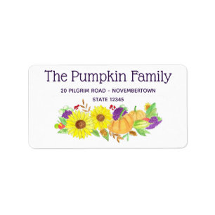 Thanksgiving Autumn Harvest in watercolor Label