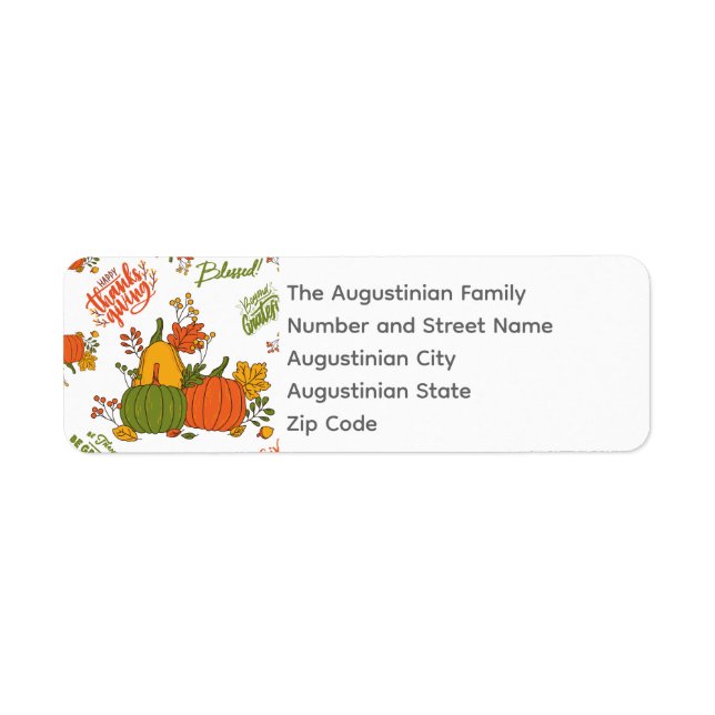 THANKSGIVING Autumn Harvest Return Address Label (Front)