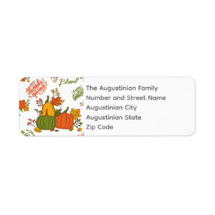 THANKSGIVING Autumn Harvest Return Address Return Address Label