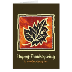 Thanksgiving Autumn Leaf Card for Goddaughter