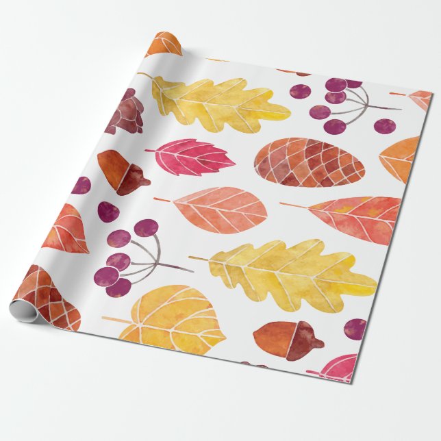 Thanksgiving autumn leaf design wrapping paper (Unrolled)