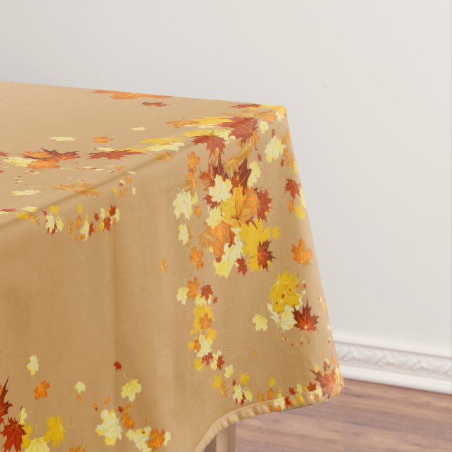 Thanksgiving Autumn Leaves Fancy Swirl Tablecloth (In Situ)