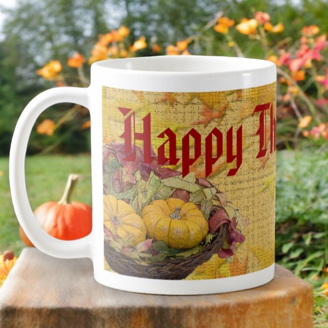 Thanksgiving Autumn Leaves Gourds Art Custom Coffee Mug (Creator Uploaded)