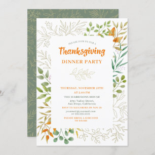 Thanksgiving Autumn Leaves Watercolor Fall Foliage Invitation
