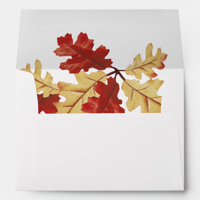 Thanksgiving Autumn Red Gold Fall Leaves Envelope (Back (Bottom))