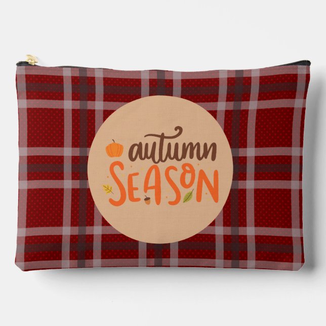 Thanksgiving,Autumn Season Script, Chequered, Accessory Pouch (Front)