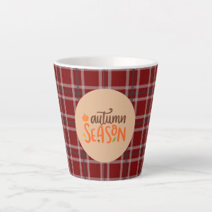 Thanksgiving,Autumn Season Script,Chequered,Modern Latte Mug
