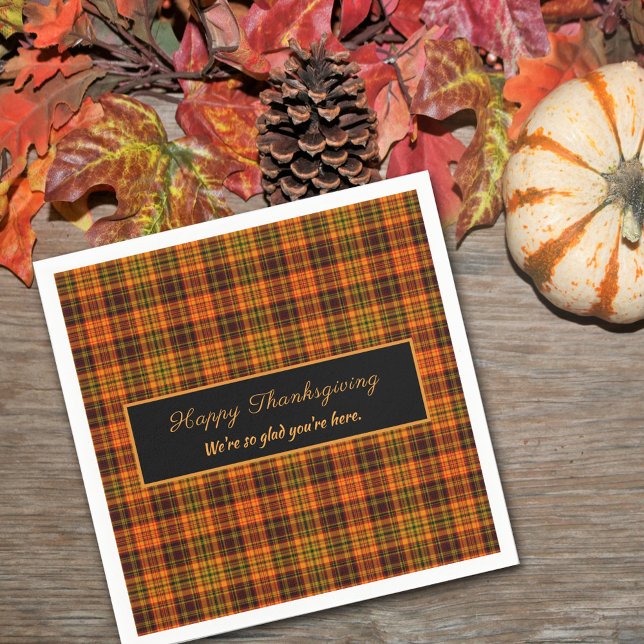 Thanksgiving Autumn Tartan Plaid Fall Colors  Napkin (Creator Uploaded)