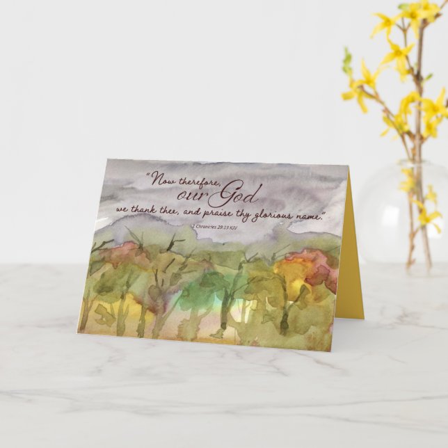 Thanksgiving Autumn Trees Chronicles Scripture Card (Yellow Flower)