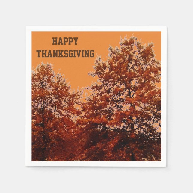 THANKSGIVING AUTUMN TREES napkins (Front)