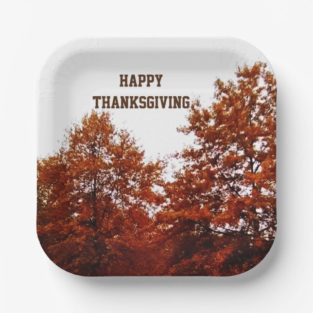 THANKSGIVING AUTUMN TREES  PAPER PLATE (Front)