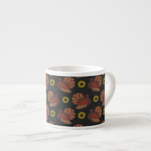Thanksgiving Autumn Turkey Chalkboard Pattern Espresso Cup