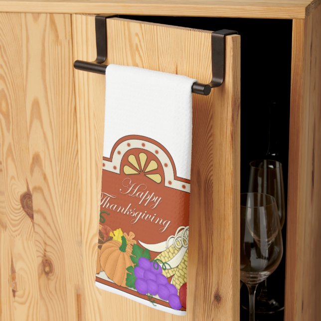 Thanksgiving Autumn Turkey Kitchen Design Towel (Thirds Fold)