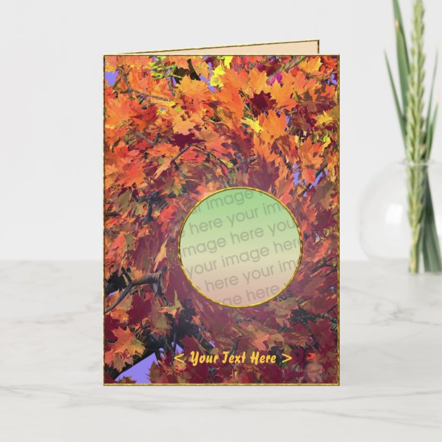 Thanksgiving Autumn Whirl (photo frame) Holiday Card (Front)