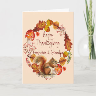 Thanksgiving Autumn Wreath Grandma & Grandpa Holiday Card