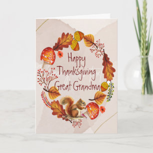Thanksgiving Autumn Wreath Great Grandma  Holiday Card