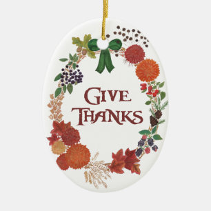 Thanksgiving Autumn Wreath to Customise Ceramic Tree Decoration