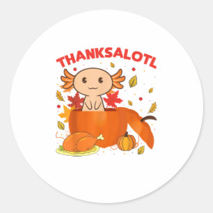 Thanksgiving Axolotl Thanksalotl Salamander Turkey Classic Round Sticker