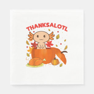 Thanksgiving Axolotl Thanksalotl Salamander Turkey Napkin