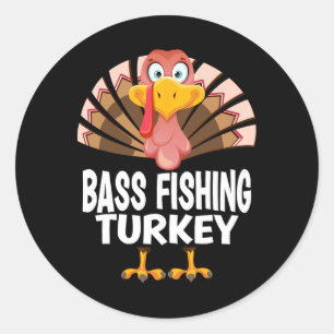 Thanksgiving B Fishing Turkey Matching Pajama Classic Round Sticker