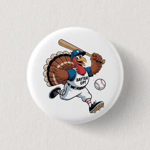 Thanksgiving Baseball Turkey Batter Gobbler 3 Cm Round Badge