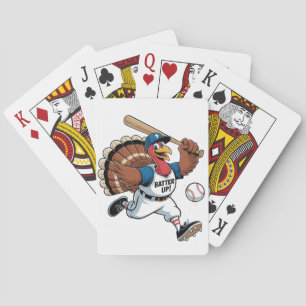 Thanksgiving Baseball Turkey Batter Gobbler Playing Cards