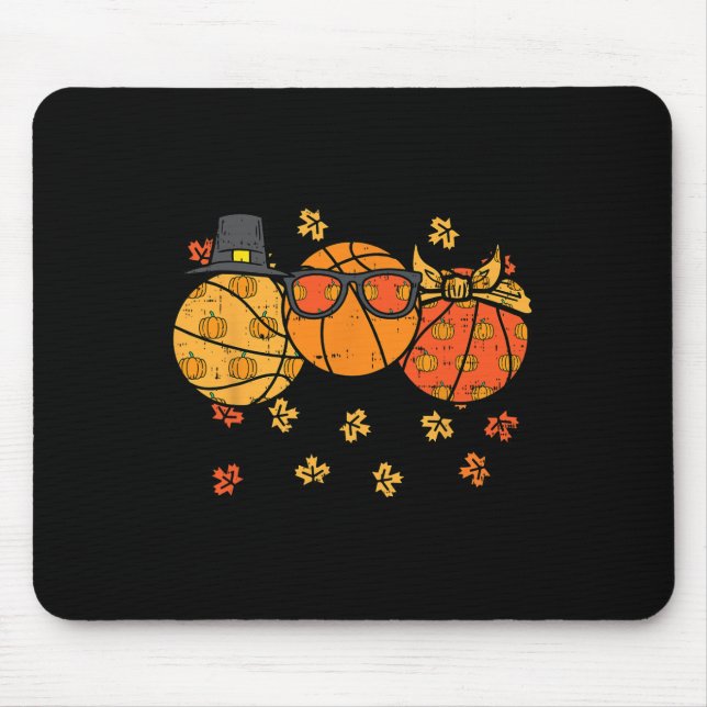 Thanksgiving Basketballs Pilgrim Fall Autumn Men W Mouse Pad (Front)