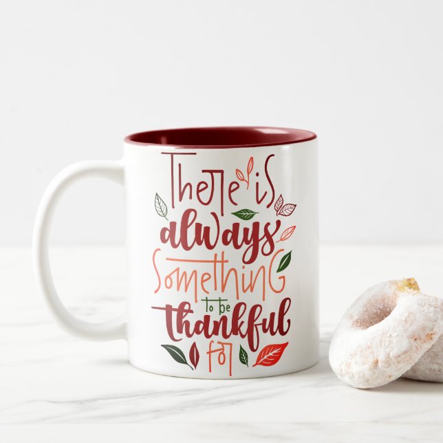 Thanksgiving Be Thankful Two-Tone Coffee Mug (With Donut)