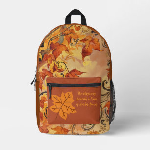Thanksgiving,Beautiful Autumn Leaves Pattern Printed Backpack