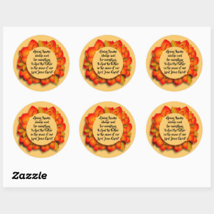 Thanksgiving Bible Quote Autumn Leaf Classic Round Sticker