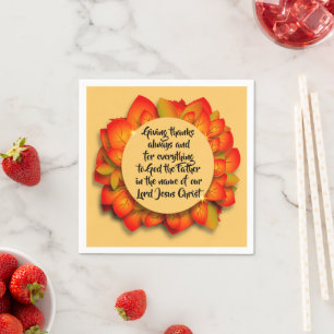 Thanksgiving Bible Quote Autumn Leaf Small Napkin
