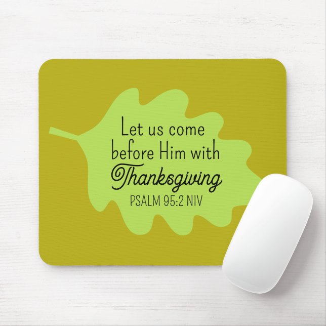 Thanksgiving Bible Verse Green Leaf Autumm Olive Mouse Pad (With Mouse)