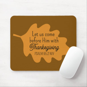 Thanksgiving Bible Verse Green Leaf Autumm Orange Mouse Pad