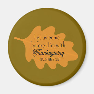 Thanksgiving Bible Verse Orange Leaf Autumm Brown Magnet