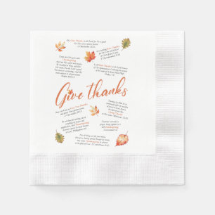 Thanksgiving Bible Verses with Autumn Leaves Napkin