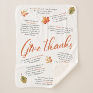 Thanksgiving Bible Verses with Autumn Leaves Sherpa Blanket