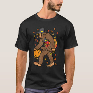 Thanksgiving Bigfoot Pilgrim Funny Sasquatch Men W T-Shirt