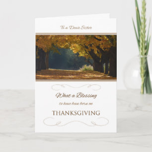 Thanksgiving Birthday for Sister Holiday Card