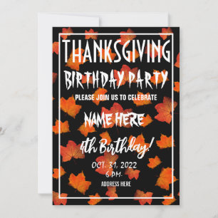 THANKSGIVING BIRTHDAY PARTY INVITATION