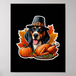 Thanksgiving Black And Tan Coonhound Dog Owner Mom Poster