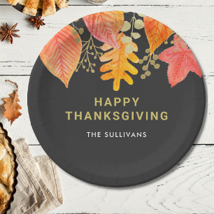 Thanksgiving Black Paper Plate