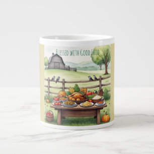 Thanksgiving, Blessed with Good Food Speciality Mu Large Coffee Mug