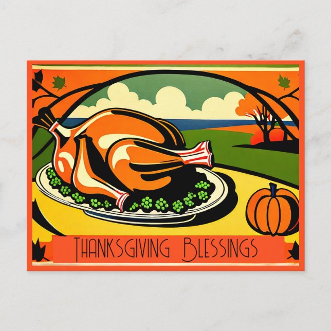 Thanksgiving Blessing  Holiday Postcard (Front)