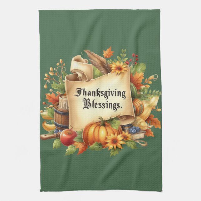 Thanksgiving Blessing Kitchen Towel (Vertical)